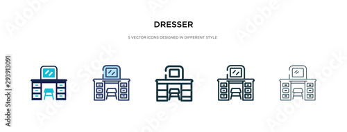 dresser icon in different style vector illustration. two colored and black dresser vector icons designed in filled, outline, line and stroke style can be used for web, mobile, ui