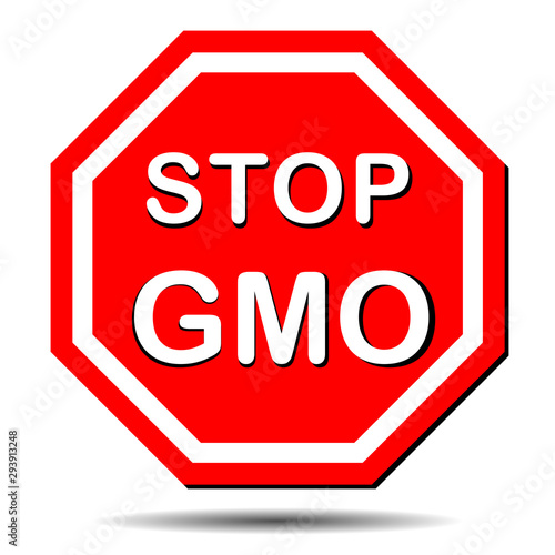 Vector image of stop sign GMO, promoting healthy eating