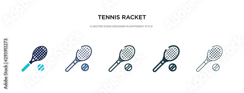 tennis racket icon in different style vector illustration. two colored and black tennis racket vector icons designed in filled, outline, line and stroke style can be used for web, mobile, ui