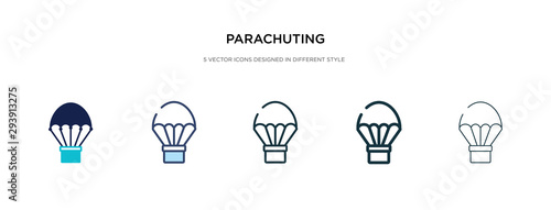 parachuting icon in different style vector illustration. two colored and black parachuting vector icons designed in filled, outline, line and stroke style can be used for web, mobile, ui