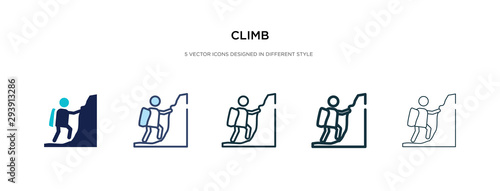 climb icon in different style vector illustration. two colored and black climb vector icons designed in filled, outline, line and stroke style can be used for web, mobile, ui