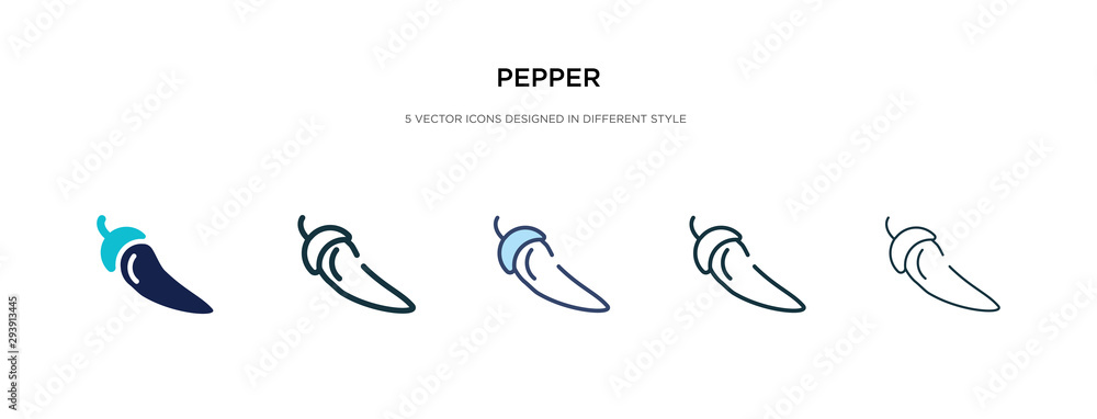pepper icon in different style vector illustration. two colored and black pepper vector icons designed in filled, outline, line and stroke style can be used for web, mobile, ui