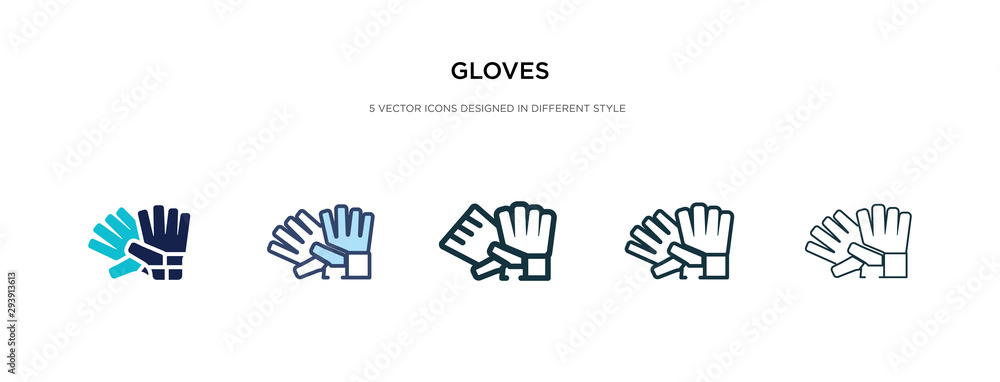 gloves icon in different style vector illustration. two colored and black gloves vector icons designed in filled, outline, line and stroke style can be used for web, mobile, ui