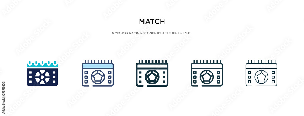 match icon in different style vector illustration. two colored and black match vector icons designed in filled, outline, line and stroke style can be used for web, mobile, ui