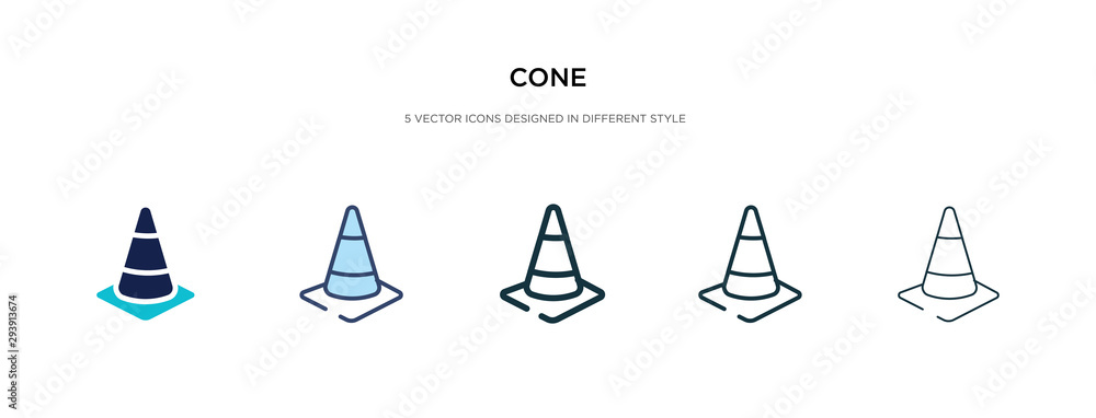 cone icon in different style vector illustration. two colored and black cone vector icons designed in filled, outline, line and stroke style can be used for web, mobile, ui cone icon in different style vector illustration. two colored and black cone vector icons designed in filled, outline, line and stroke style can be used for web, mobile, ui