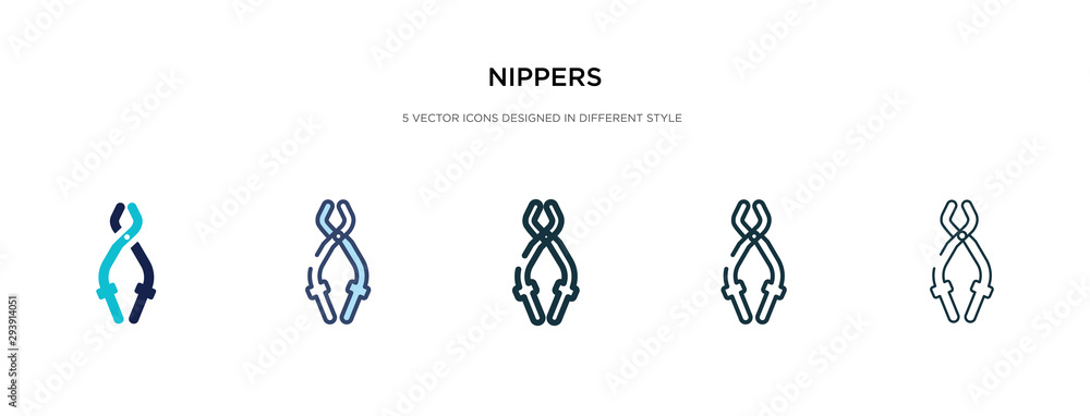 nippers icon in different style vector illustration. two colored and black nippers vector icons designed in filled, outline, line and stroke style can be used for web, mobile, ui nippers icon in different style vector illustration. two colored and black nippers vector icons designed in filled, outline, line and stroke style can be used for web, mobile, ui