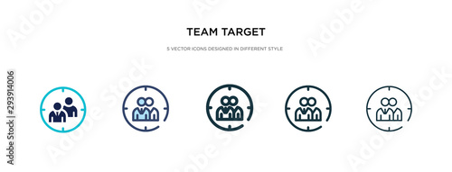 team target icon in different style vector illustration. two colored and black team target vector icons designed in filled, outline, line and stroke style can be used for web, mobile, ui