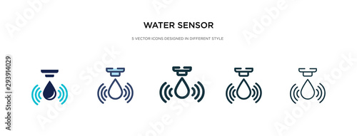 water sensor icon in different style vector illustration. two colored and black water sensor vector icons designed in filled, outline, line and stroke style can be used for web, mobile, ui