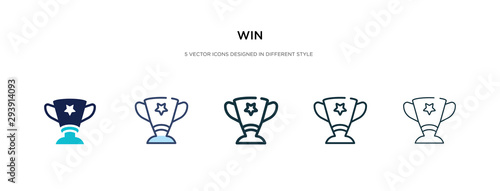 win icon in different style vector illustration. two colored and black win vector icons designed in filled, outline, line and stroke style can be used for web, mobile, ui