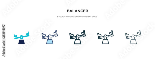balancer icon in different style vector illustration. two colored and black balancer vector icons designed in filled, outline, line and stroke style can be used for web, mobile, ui