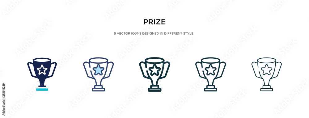 prize icon in different style vector illustration. two colored and black prize vector icons designed in filled, outline, line and stroke style can be used for web, mobile, ui prize icon in different style vector illustration. two colored and black prize vector icons designed in filled, outline, line and stroke style can be used for web, mobile, ui