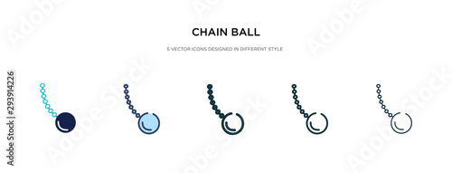 chain ball icon in different style vector illustration. two colored and black chain ball vector icons designed in filled, outline, line and stroke style can be used for web, mobile, ui