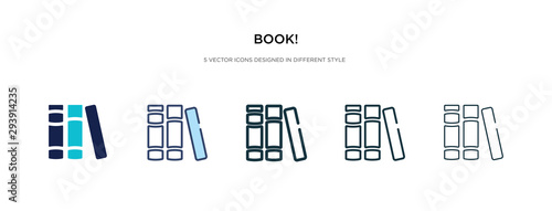 book! icon in different style vector illustration. two colored and black book! vector icons designed in filled, outline, line and stroke style can be used for web, mobile, ui