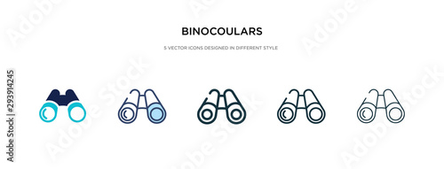 binocoulars icon in different style vector illustration. two colored and black binocoulars vector icons designed in filled, outline, line and stroke style can be used for web, mobile, ui photo