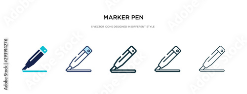 marker pen icon in different style vector illustration. two colored and black marker pen vector icons designed in filled, outline, line and stroke style can be used for web, mobile, ui