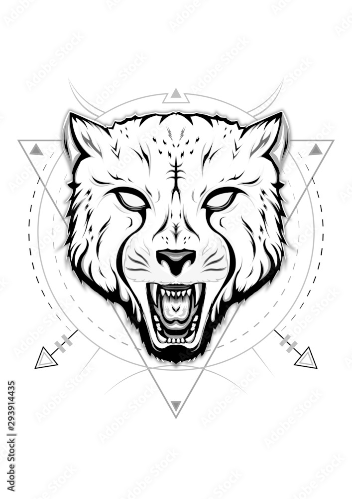 Portrait of Cheetah. line art drawn illustration Portrait of Cheetah. line art drawn illustration