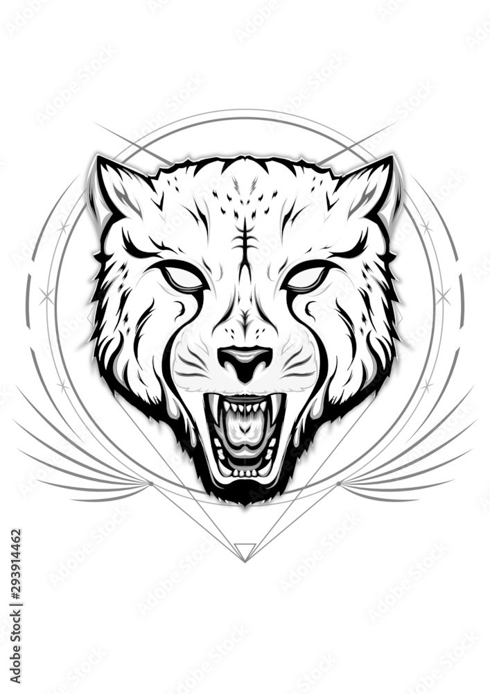 Obraz premium Cheetah logo. line art drawn illustration