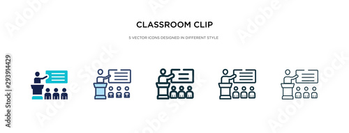 classroom clip icon in different style vector illustration. two colored and black classroom clip vector icons designed in filled, outline, line and stroke style can be used for web, mobile, ui