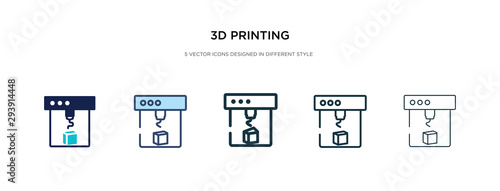 3d printing icon in different style vector illustration. two colored and black 3d printing vector icons designed in filled, outline, line and stroke style can be used for web, mobile, ui