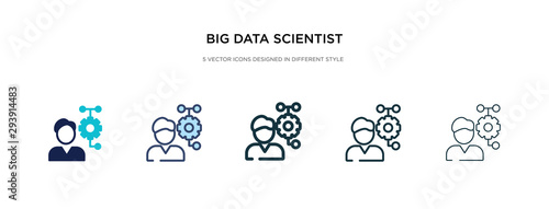 big data scientist icon in different style vector illustration. two colored and black big data scientist vector icons designed in filled, outline, line and stroke style can be used for web, mobile,