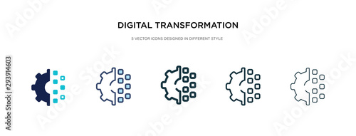 digital transformation icon in different style vector illustration. two colored and black digital transformation vector icons designed in filled, outline, line and stroke style can be used for web,