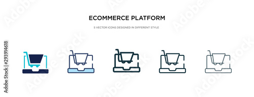 ecommerce platform icon in different style vector illustration. two colored and black ecommerce platform vector icons designed in filled, outline, line and stroke style can be used for web, mobile,