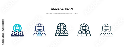 global team icon in different style vector illustration. two colored and black global team vector icons designed in filled, outline, line and stroke style can be used for web, mobile, ui