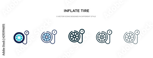 inflate tire icon in different style vector illustration. two colored and black inflate tire vector icons designed in filled, outline, line and stroke style can be used for web, mobile, ui