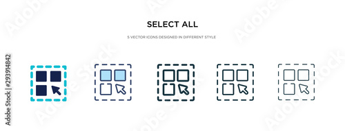 select all icon in different style vector illustration. two colored and black select all vector icons designed in filled, outline, line and stroke style can be used for web, mobile, ui