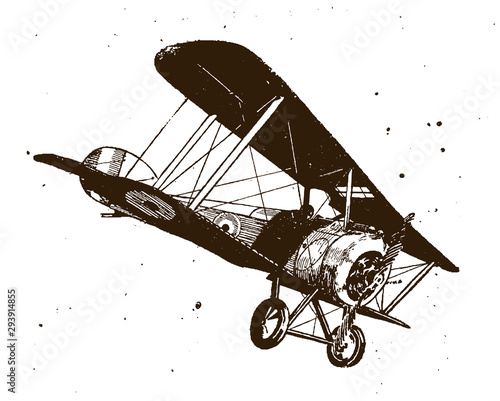 Flying historical biplane pitching down