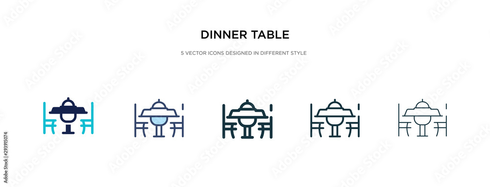 dinner table icon in different style vector illustration. two colored and black dinner table vector icons designed in filled, outline, line and stroke style can be used for web, mobile, ui dinner table icon in different style vector illustration. two colored and black dinner table vector icons designed in filled, outline, line and stroke style can be used for web, mobile, ui