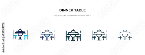 dinner table icon in different style vector illustration. two colored and black dinner table vector icons designed in filled, outline, line and stroke style can be used for web, mobile, ui