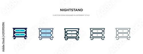 nightstand icon in different style vector illustration. two colored and black nightstand vector icons designed in filled, outline, line and stroke style can be used for web, mobile, ui