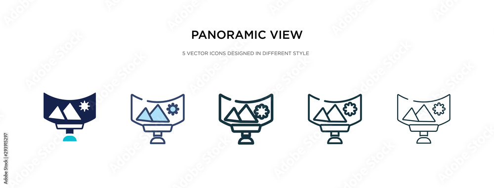 panoramic view icon in different style vector illustration. two colored and black panoramic view vector icons designed in filled, outline, line and stroke style can be used for web, mobile, ui