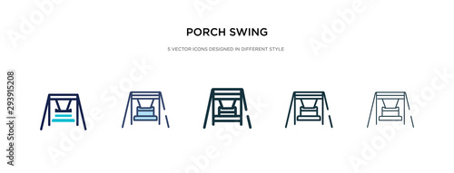 porch swing icon in different style vector illustration. two colored and black porch swing vector icons designed in filled, outline, line and stroke style can be used for web, mobile, ui