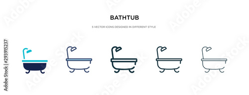bathtub icon in different style vector illustration. two colored and black bathtub vector icons designed in filled, outline, line and stroke style can be used for web, mobile, ui