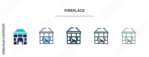 fireplace icon in different style vector illustration. two colored and black fireplace vector icons designed in filled, outline, line and stroke style can be used for web, mobile, ui