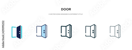 door icon in different style vector illustration. two colored and black door vector icons designed in filled, outline, line and stroke style can be used for web, mobile, ui
