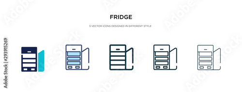 fridge icon in different style vector illustration. two colored and black fridge vector icons designed in filled, outline, line and stroke style can be used for web, mobile, ui