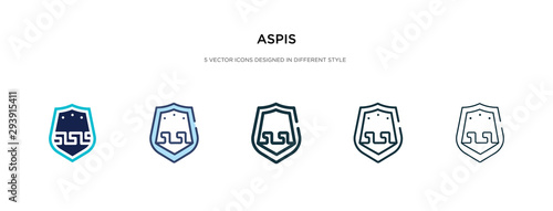 aspis icon in different style vector illustration. two colored and black aspis vector icons designed in filled, outline, line and stroke style can be used for web, mobile, ui