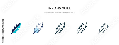 ink and quill icon in different style vector illustration. two colored and black ink and quill vector icons designed in filled  outline  line stroke style can be used for web  mobile  ui