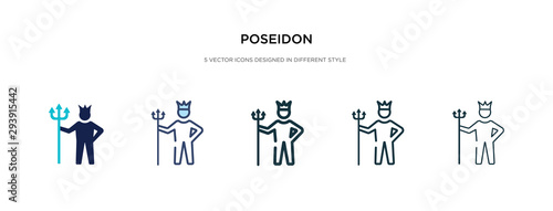 poseidon icon in different style vector illustration. two colored and black poseidon vector icons designed in filled, outline, line and stroke style can be used for web, mobile, ui