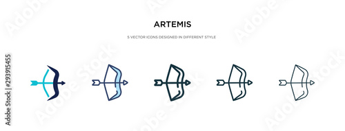 artemis icon in different style vector illustration. two colored and black artemis vector icons designed in filled, outline, line and stroke style can be used for web, mobile, ui photo