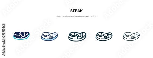 steak icon in different style vector illustration. two colored and black steak vector icons designed in filled, outline, line and stroke style can be used for web, mobile, ui