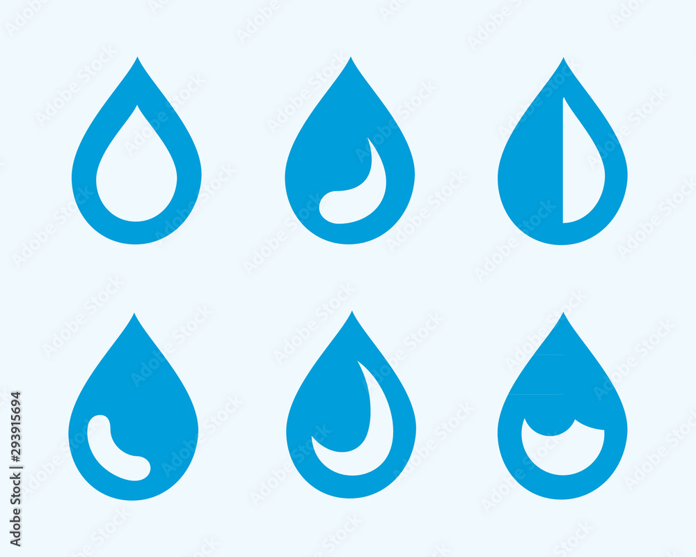 Drop Water Icons Isolated on blue background Drop Water Icons Isolated on blue background