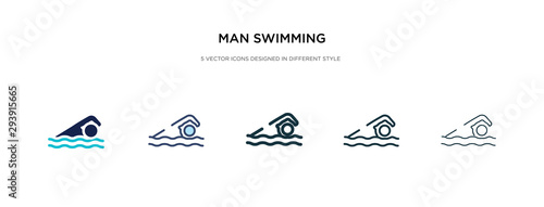 man swimming icon in different style vector illustration. two colored and black man swimming vector icons designed in filled, outline, line and stroke style can be used for web, mobile, ui photo