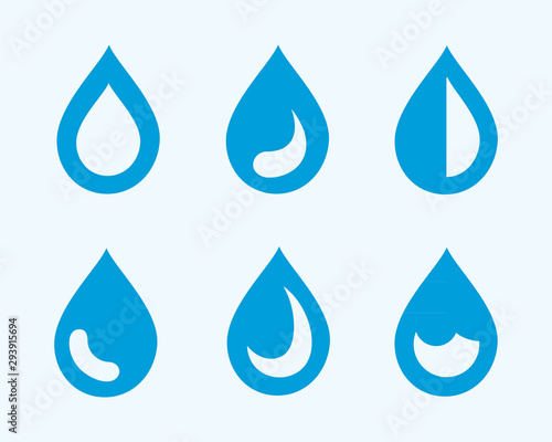Drop Water Icons Isolated on blue background