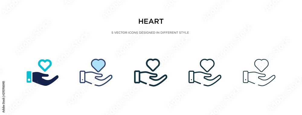 heart icon in different style vector illustration. two colored and black heart vector icons designed in filled, outline, line and stroke style can be used for web, mobile, ui