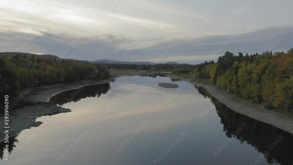 Aerial flight up center of Lake Sebookmook Low water level 4K Aerial flight up center of Lake Sebookmook Low water level 4K