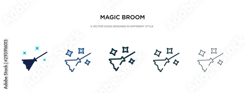 magic broom icon in different style vector illustration. two colored and black magic broom vector icons designed in filled, outline, line and stroke style can be used for web, mobile, ui